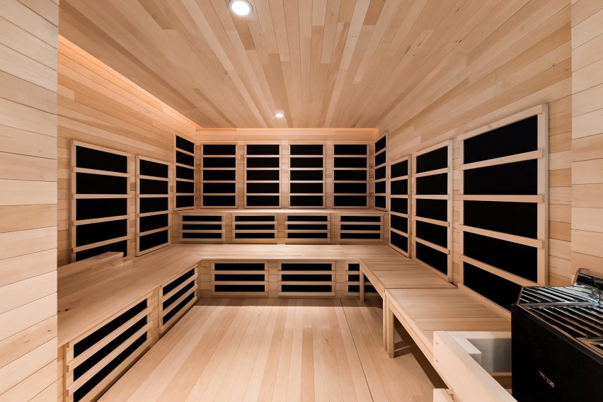 Interior view of a sauna at Brooklyn Point