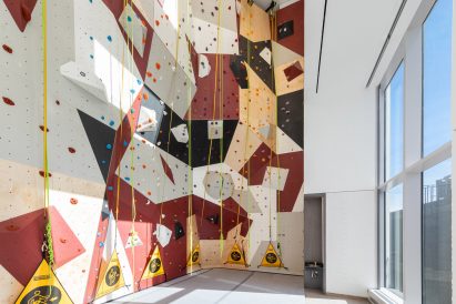 A rock climbing wall at Brooklyn Point