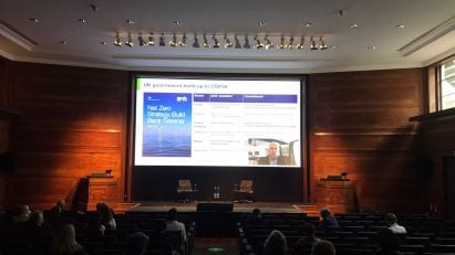 Julian Allwood presenting remotely at RIBA's Built Environment Summit