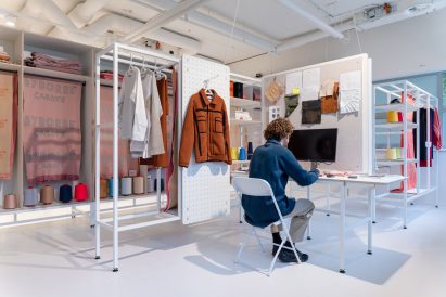 Borre Akkersdijk in Window of Textile Opportunity showroom by Byborre