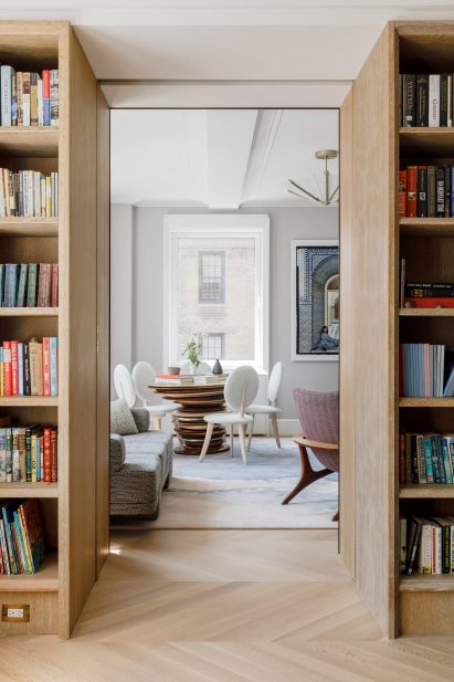A doorway into the living room of Carnegie Hill