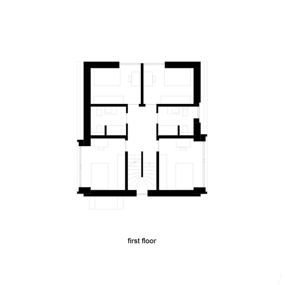 First floor plan of CiAsa Aqua Bad Cortina house by Pedevilla Architects