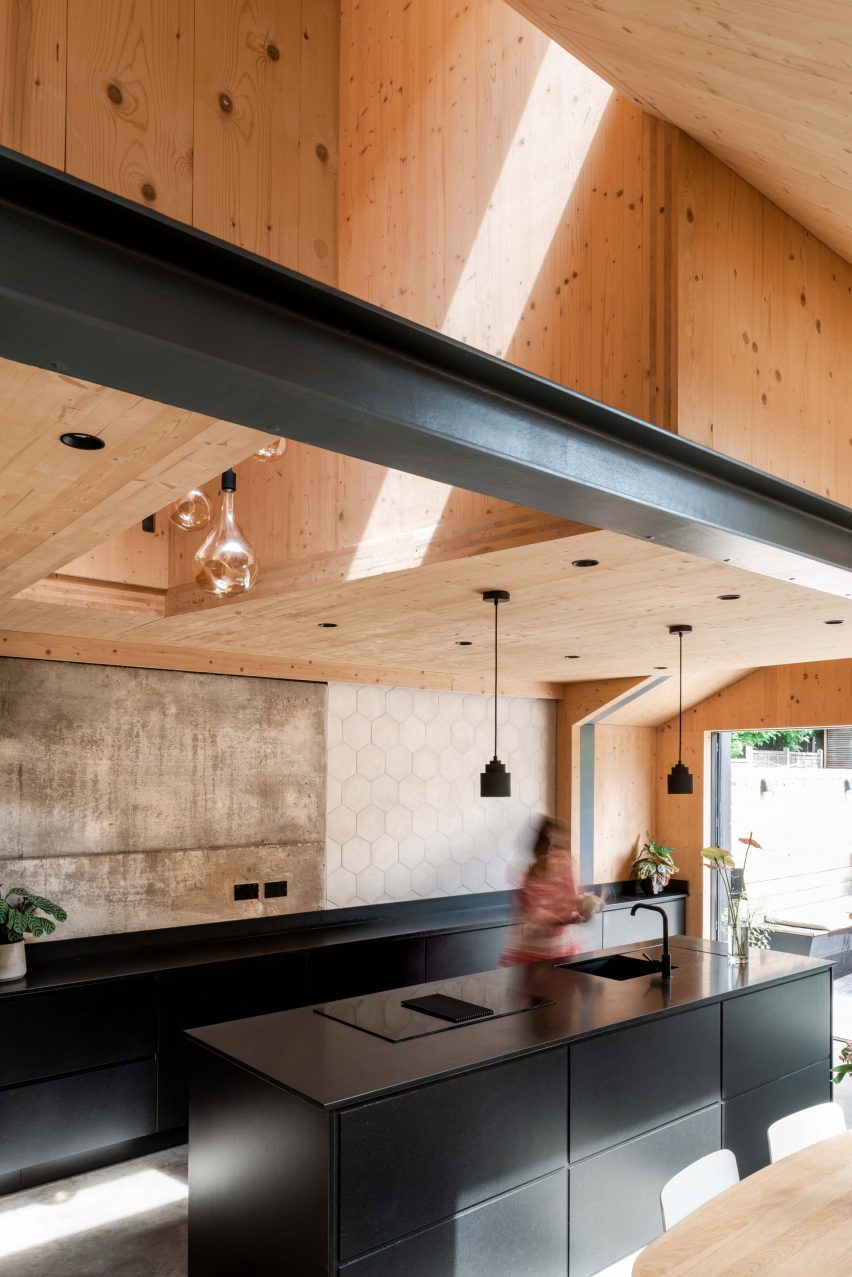 Kitchen with black cabinets