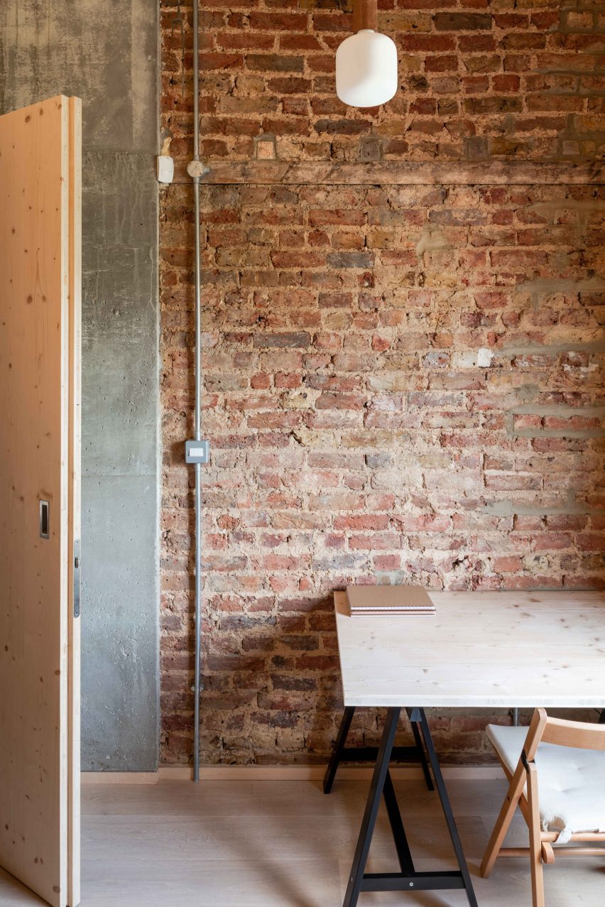 Exposed brick wall