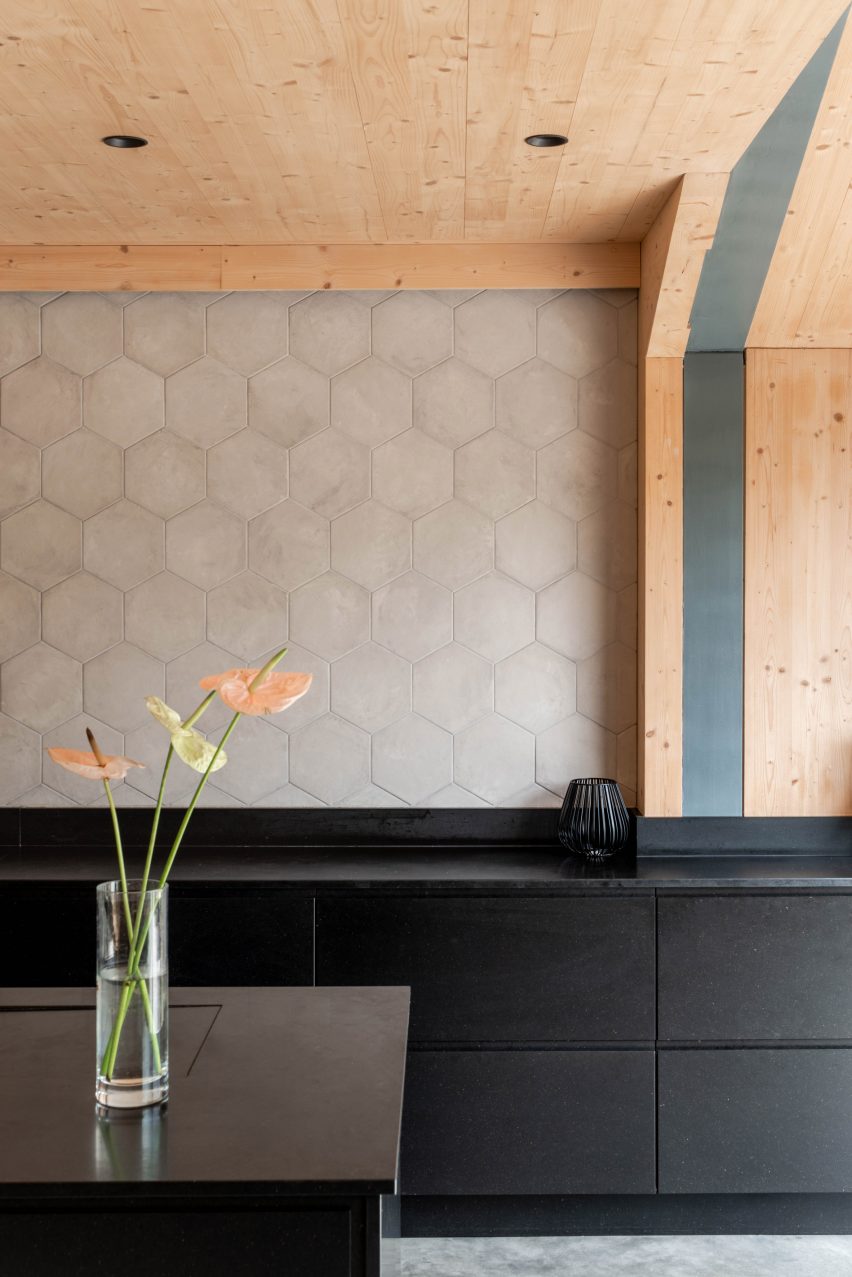 Kitchen with black cabinets