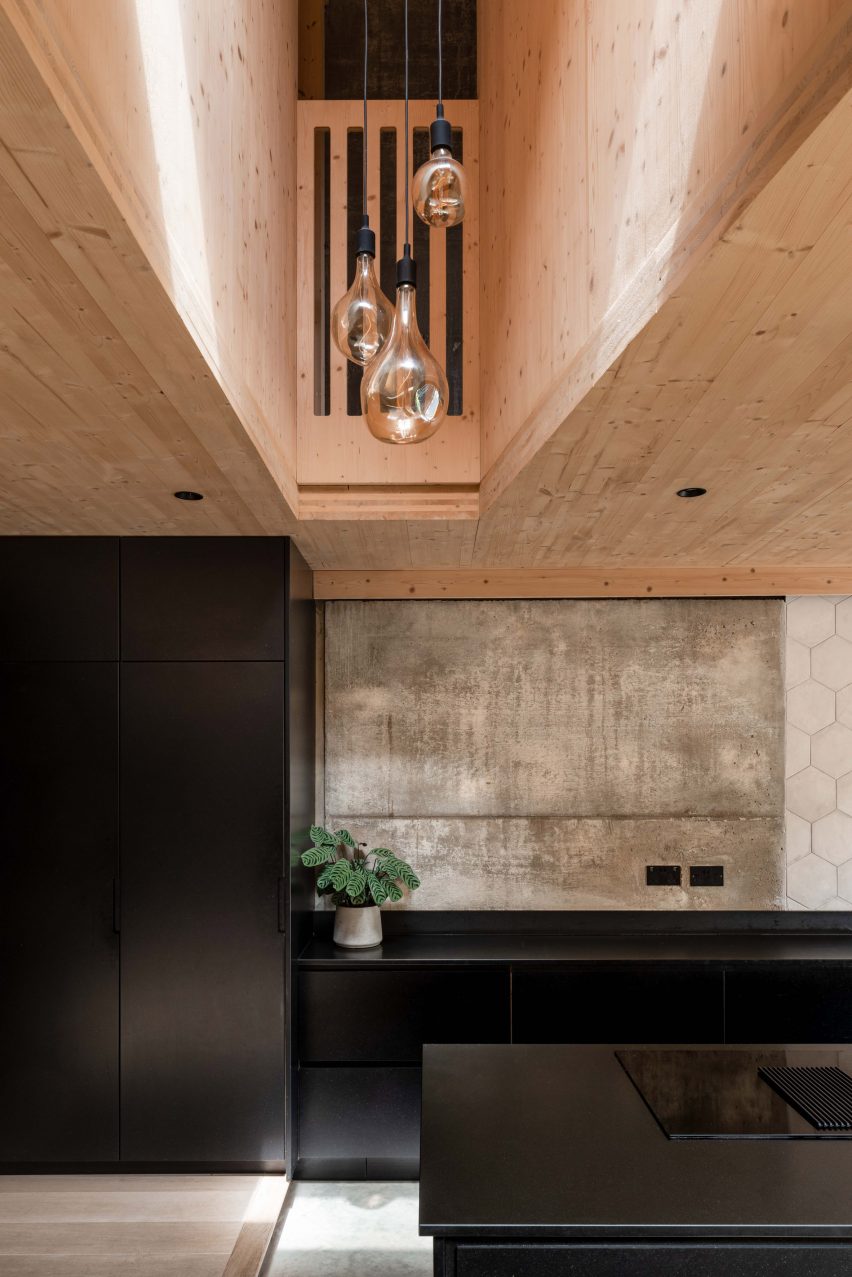 Kitchen with black cabinets