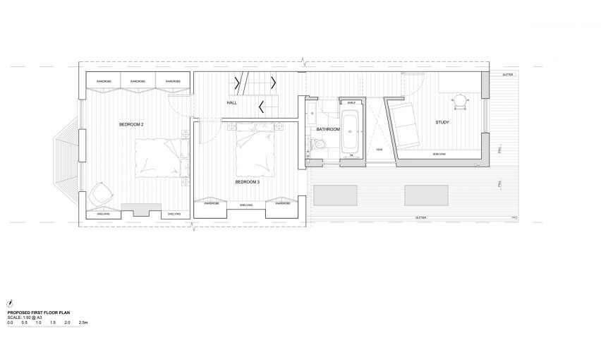 First floor plan of Copeland Road house extension by Gresford Architects