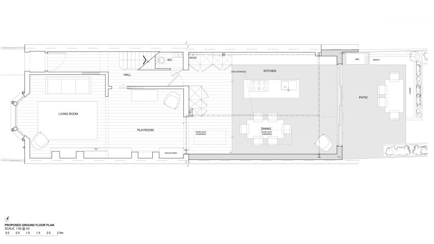 Ground floor plan of Copeland Road house extension by Gresford Architects