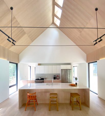 Interior white oak floorboards
