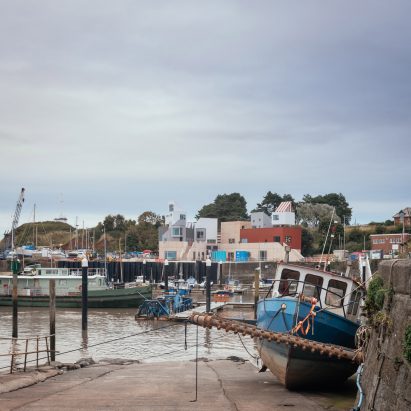 East Quay arts centre in Watchet viewed across the harbour