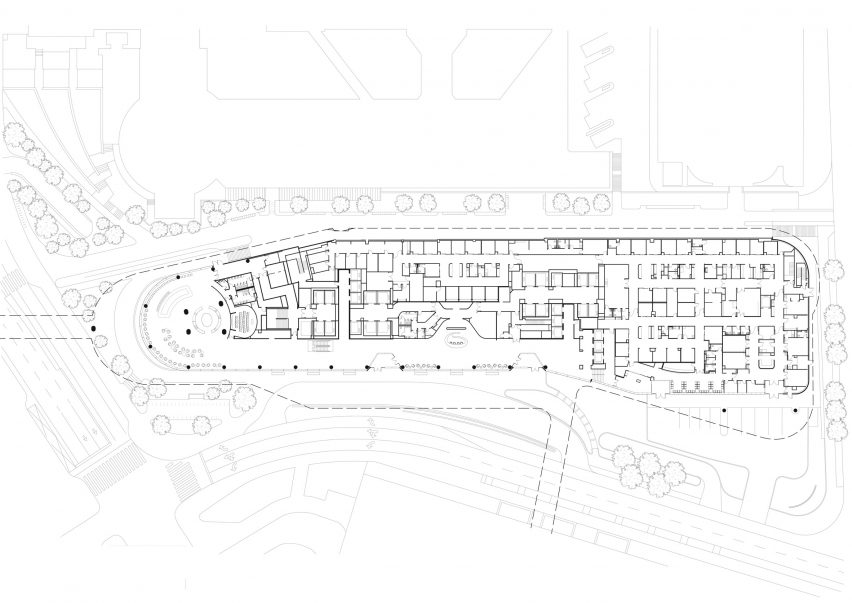 Ground floor plan of the Pavilion at the University of Pennsylvania