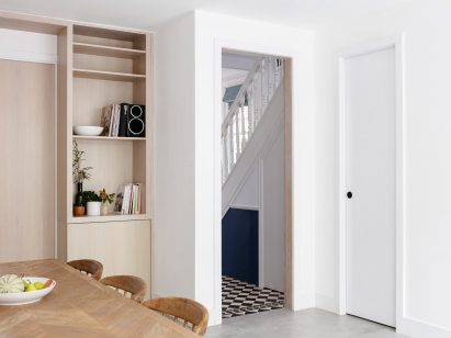 White and wooden dining room