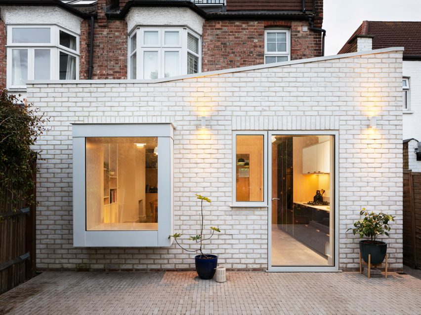 White brick house extension