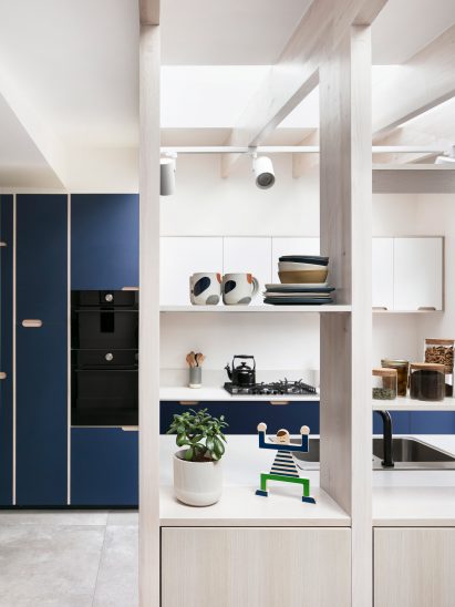 Open timber shelving