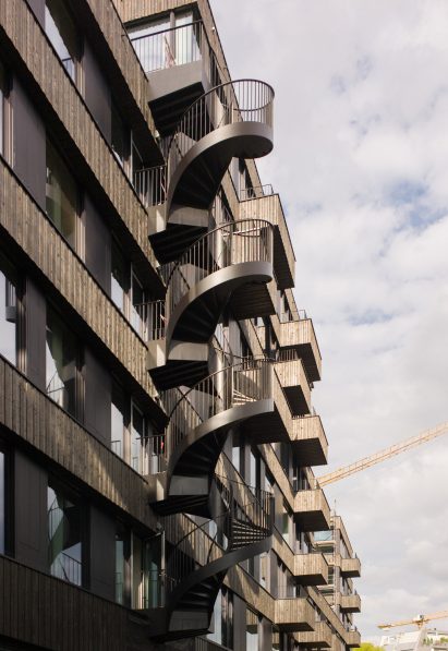 Spiral staircase at Frizz23 by Deadline Architects