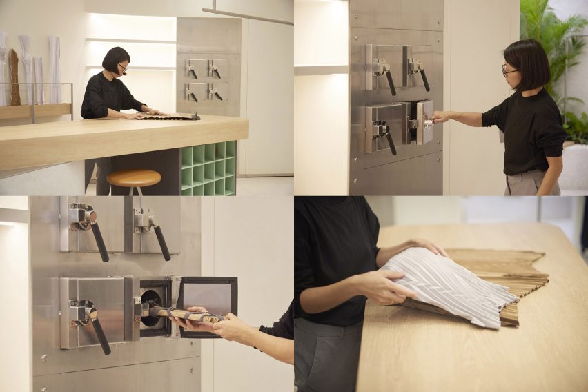The pleating process at the store