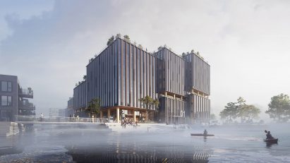 Render of Marmormolen and its waterfront plaza