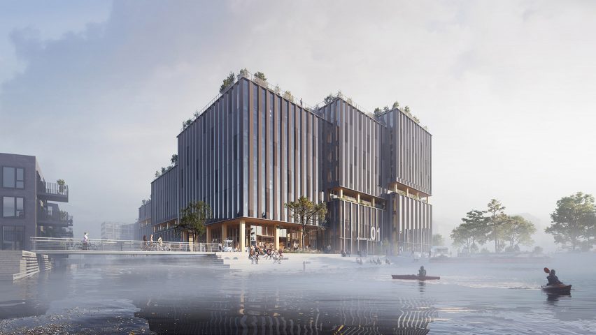 Render of Marmormolen and its waterfront plaza