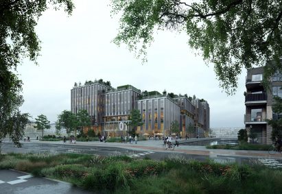 Marmormolen has a stepped design that tapers toward residential areas