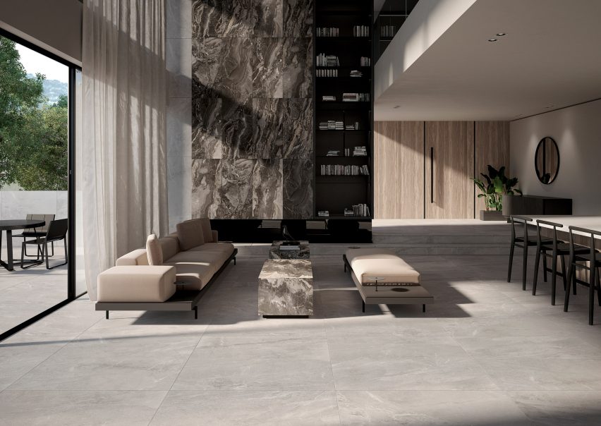 Exagres' Imperial porcelain tiles used as flooring in a contemporary residential interior