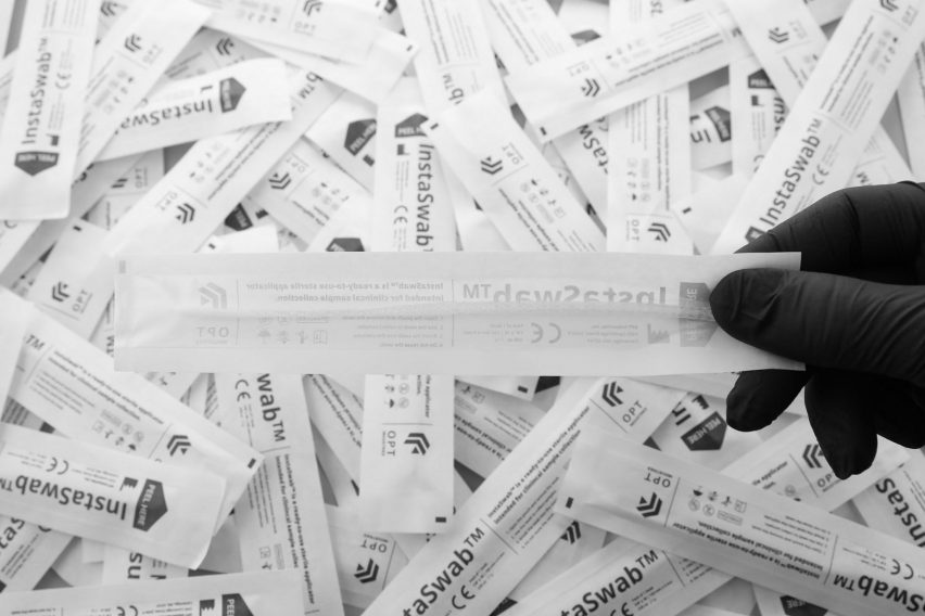 Pile of OPT Industries' swabs in their sterile packaging