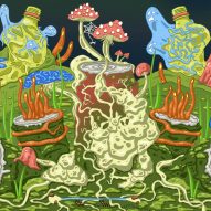 An illustration of rubbish and mushrooms