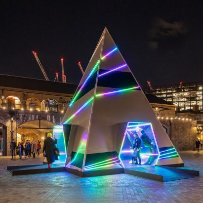 This is Loop installs kaleidoscopic Christmas tree at London’s Coal Drops Yard
