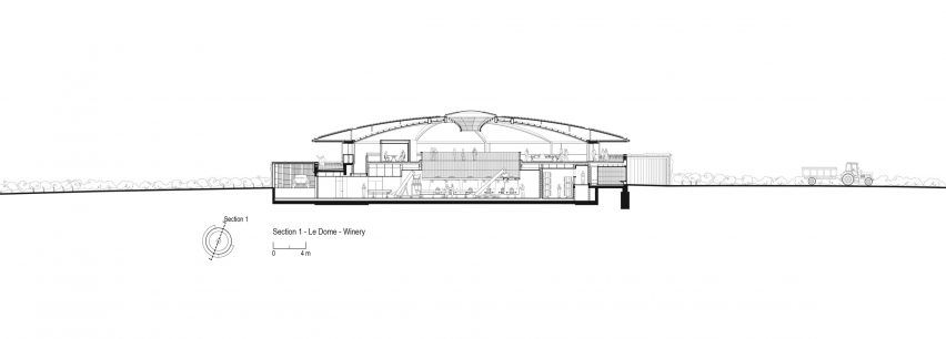 Section of Le Dôme winery by Foster + Partners