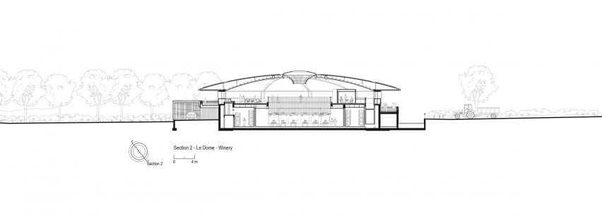 Section of Le Dôme winery by Foster + Partners