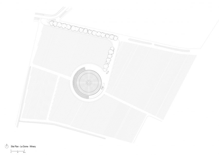 Site plan of Le Dôme winery by Foster + Partners