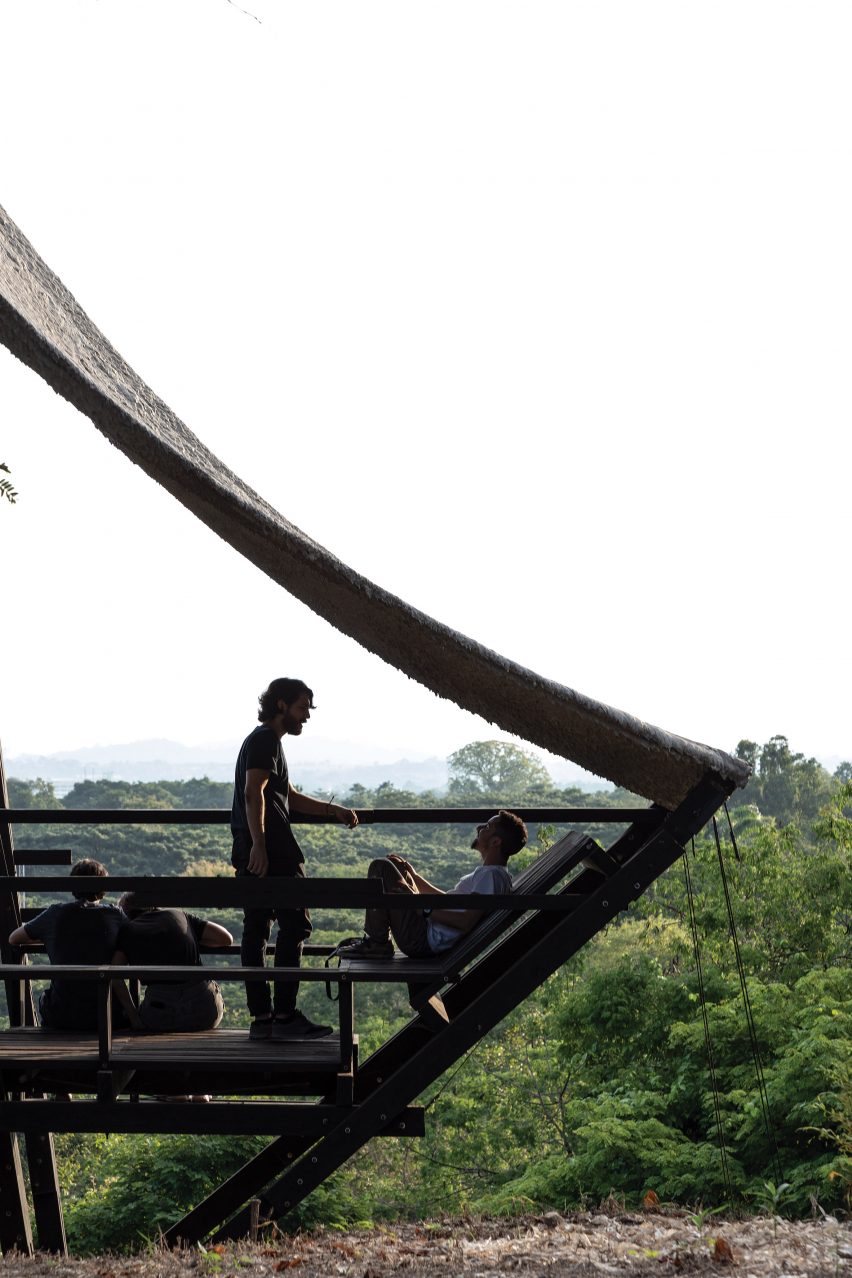 A man standing inside the Learning Viewpoint canopy