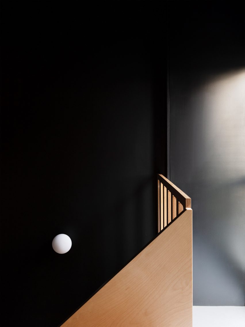 Dark blue stairwell