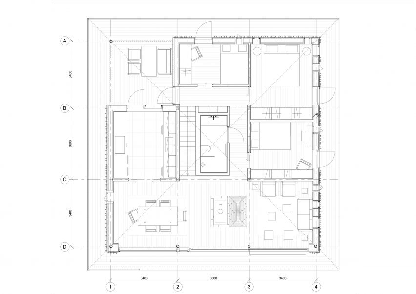 Ground floor plan of Weekend House Fredrikstad by Line Solgaard Arkitekter