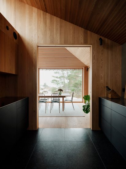 Black kitchen inside Weekend House