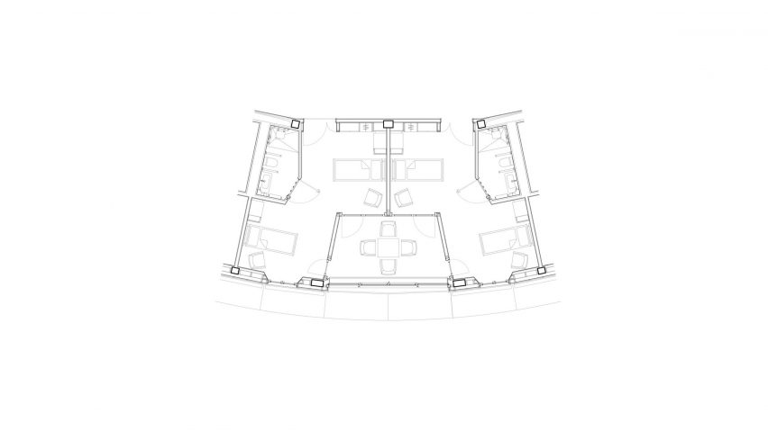Patient room floor plan at Waldkliniken Eisenberg
