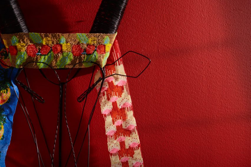 Red beadwork Chris Schwagga, Sheikha and Afra Bin Dhaher