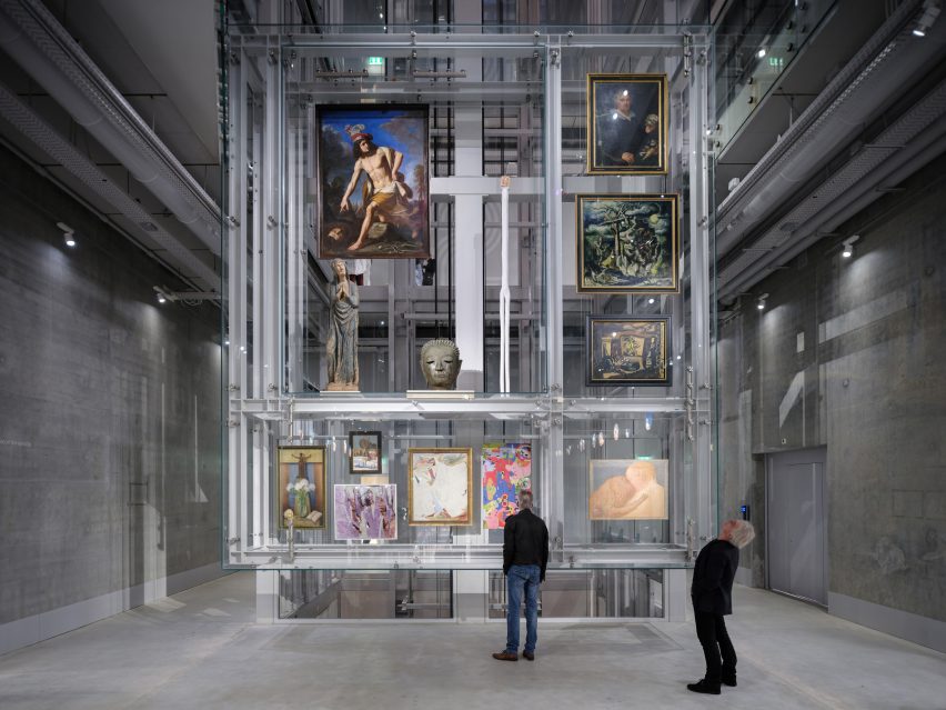 Glass display cases in Depot Boijmans Van Beuningen by MVRDV