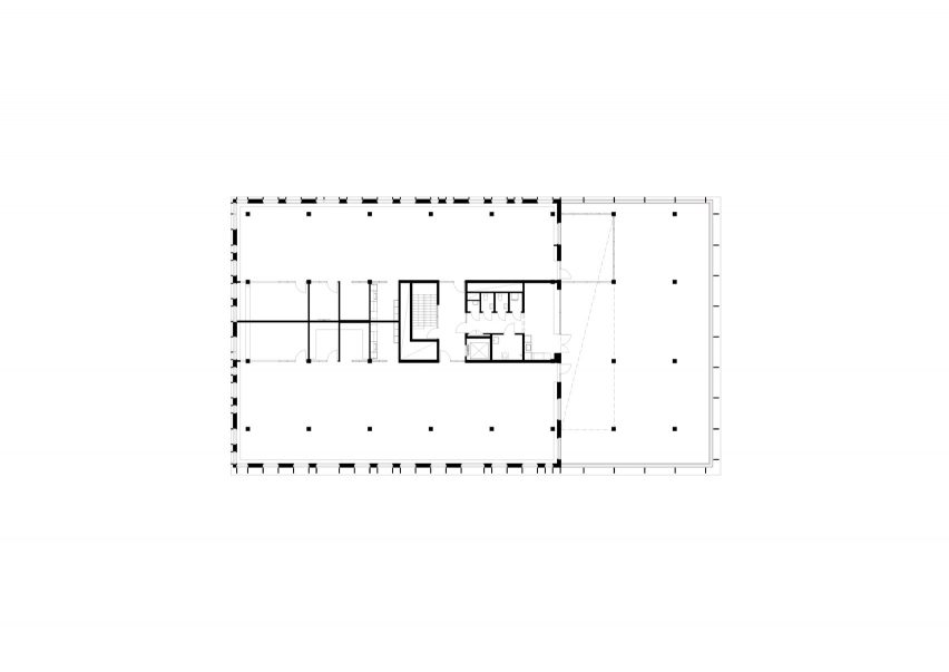 Basement floor plan, Nodi wooden office building by White Arkitekter