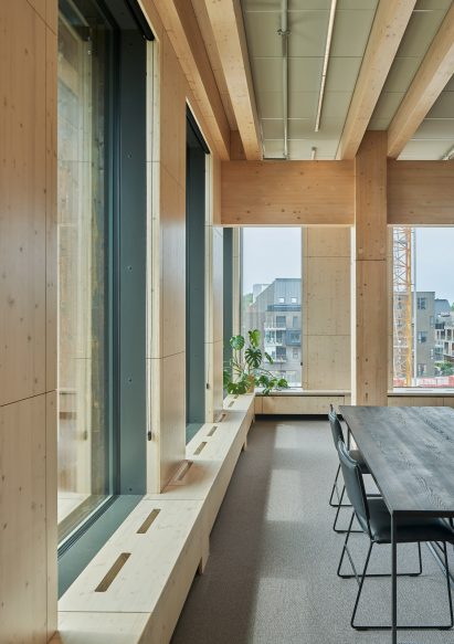 Meeting room in wooden office building