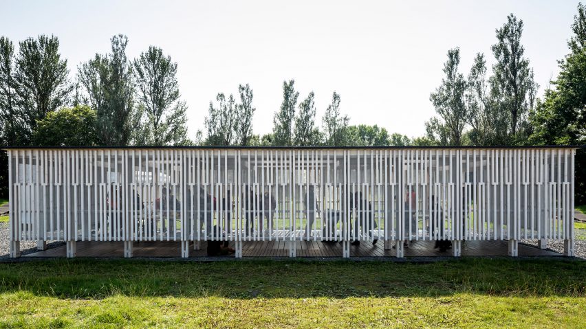 The Rainbow Pavilion was constructed using wood
