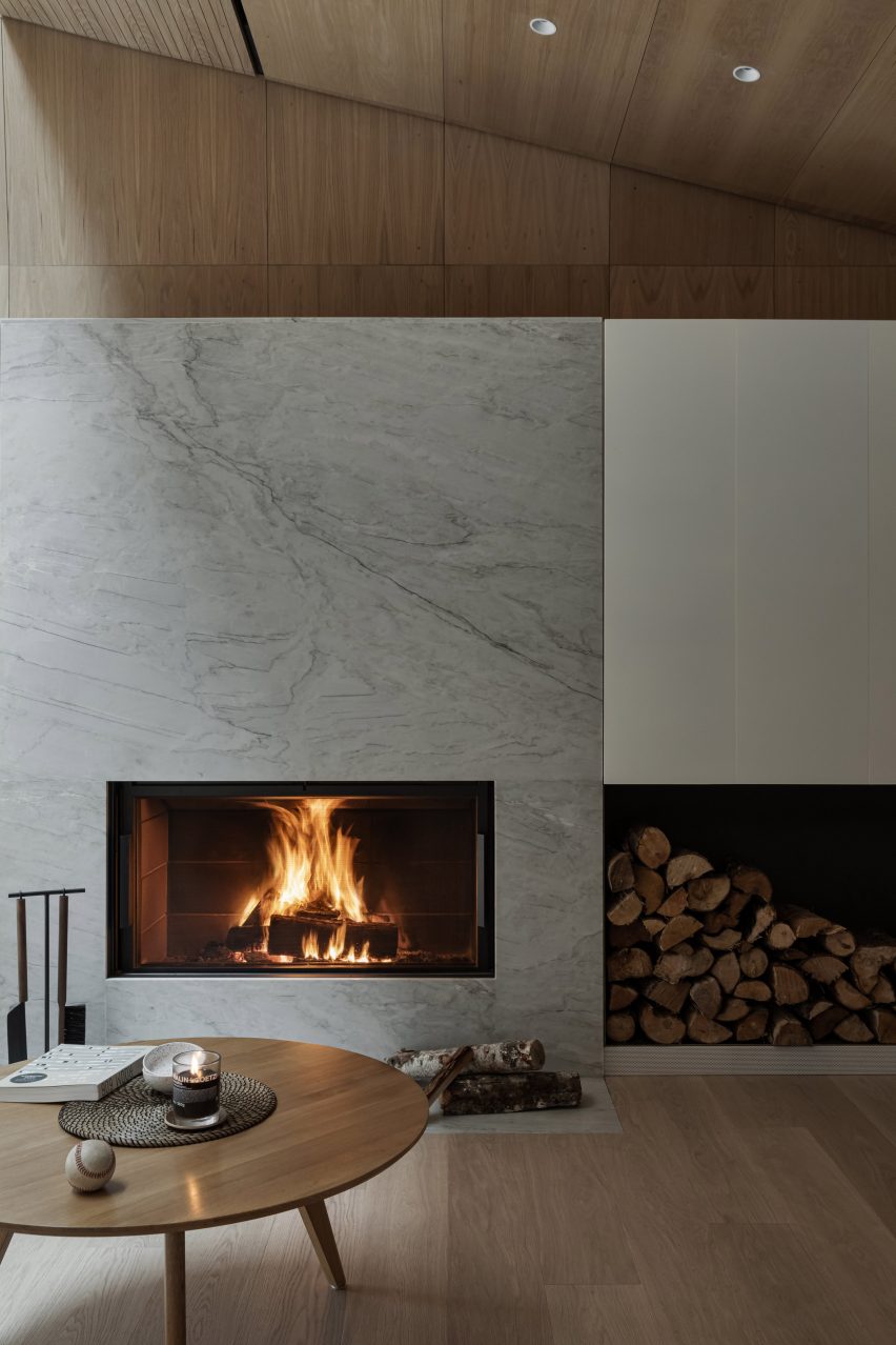 Living room fireplace