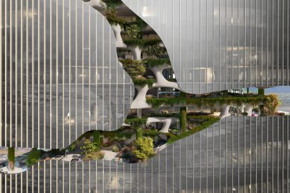 Close-up of "canyon" facade