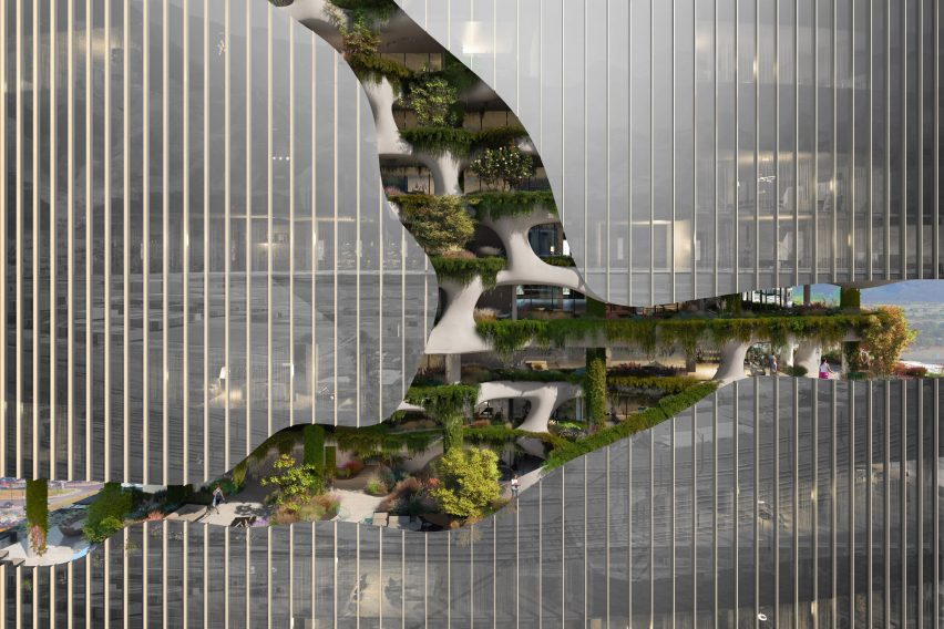 Close-up of "canyon" facade