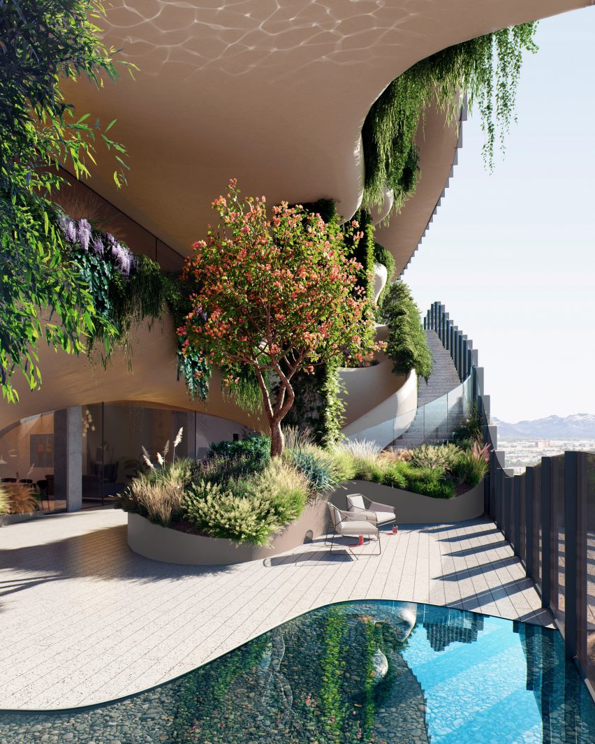 Rendering of outdoor terrace area