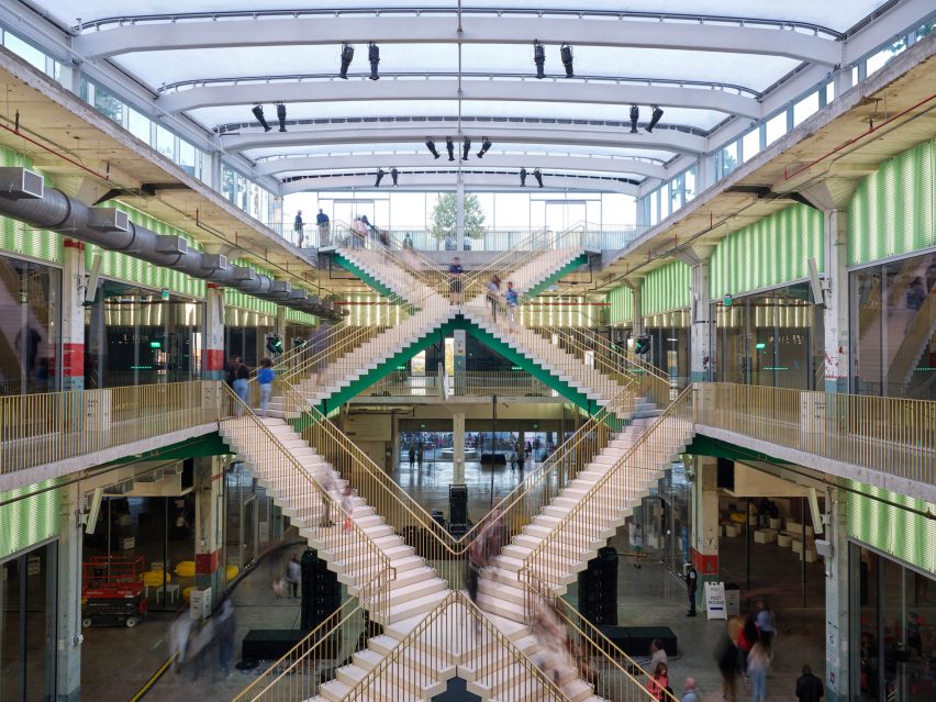 X-shaped staircases inside POST Houston