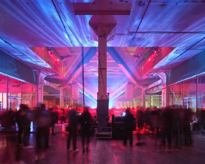 Party in a performance space at POST Houston
