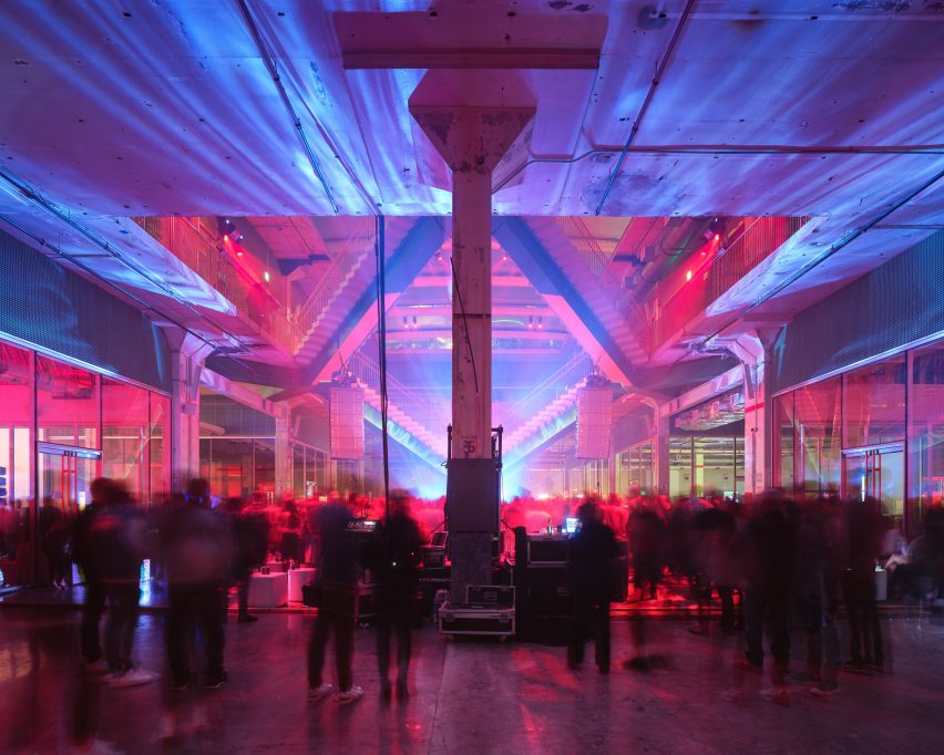Party in a performance space at POST Houston