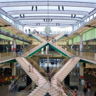 X-shaped staircases inside POST Houston