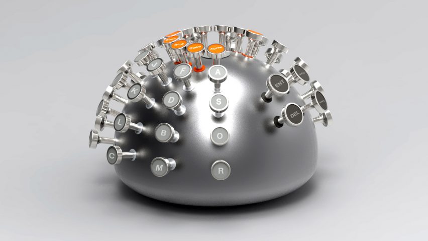 A half-spherical keyboard with push buttons