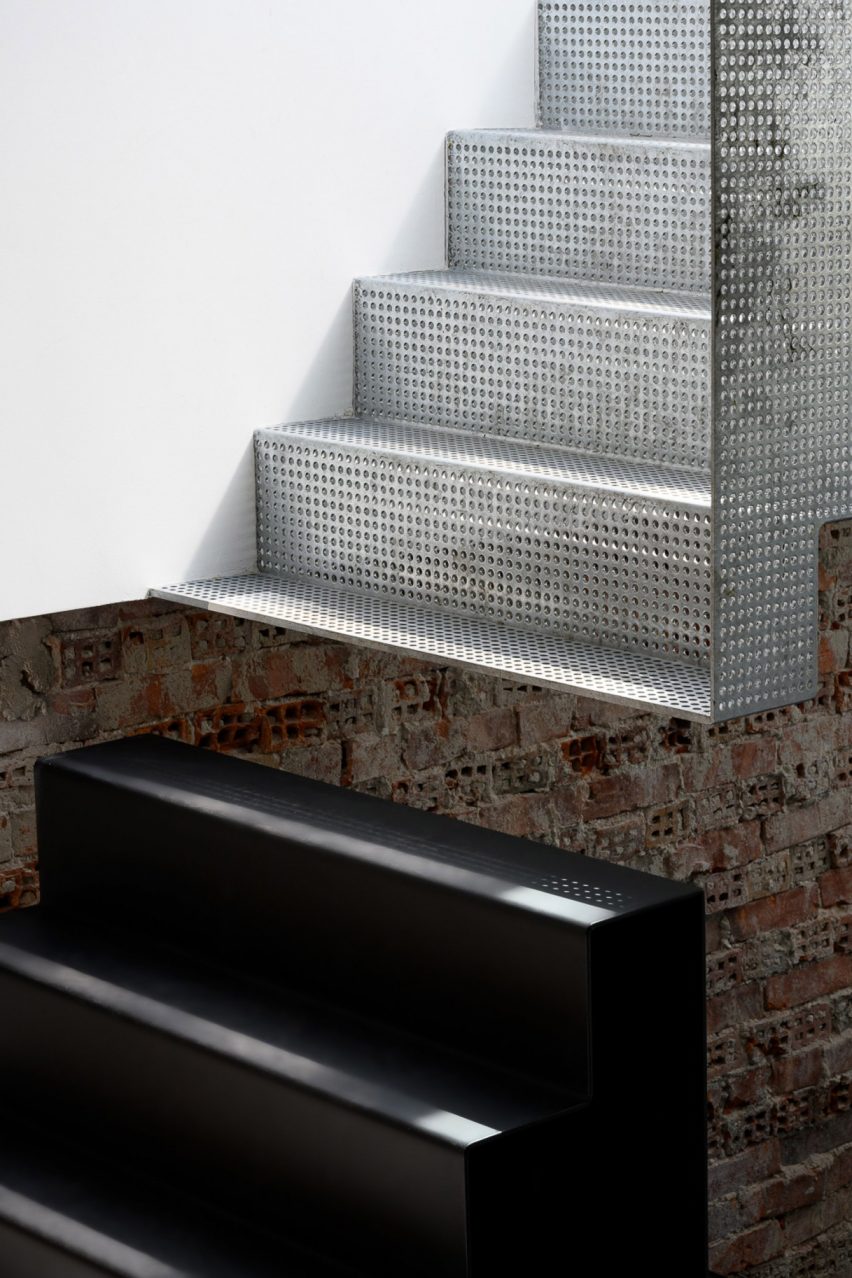 Staircase inside Reflections of the Past loft in Amsterdam by Firm Architects